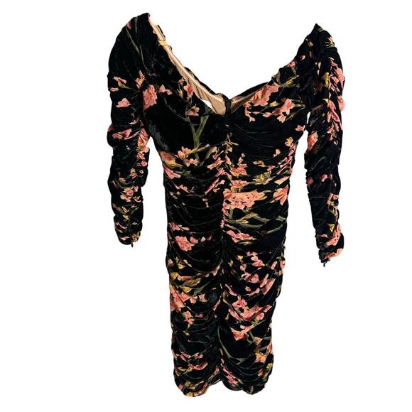 House of CB Noella Bardot Dress Black Peach Floral Size S - Picture 8 of 10